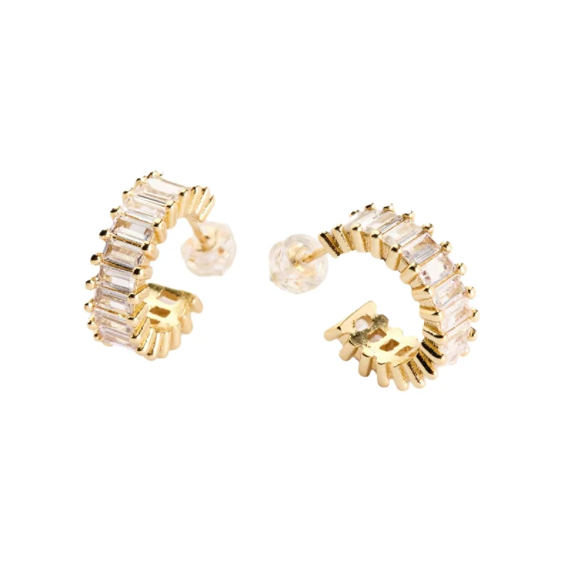 Designer Silver Hoop Earrings-Esther Gold Diamond Hoops