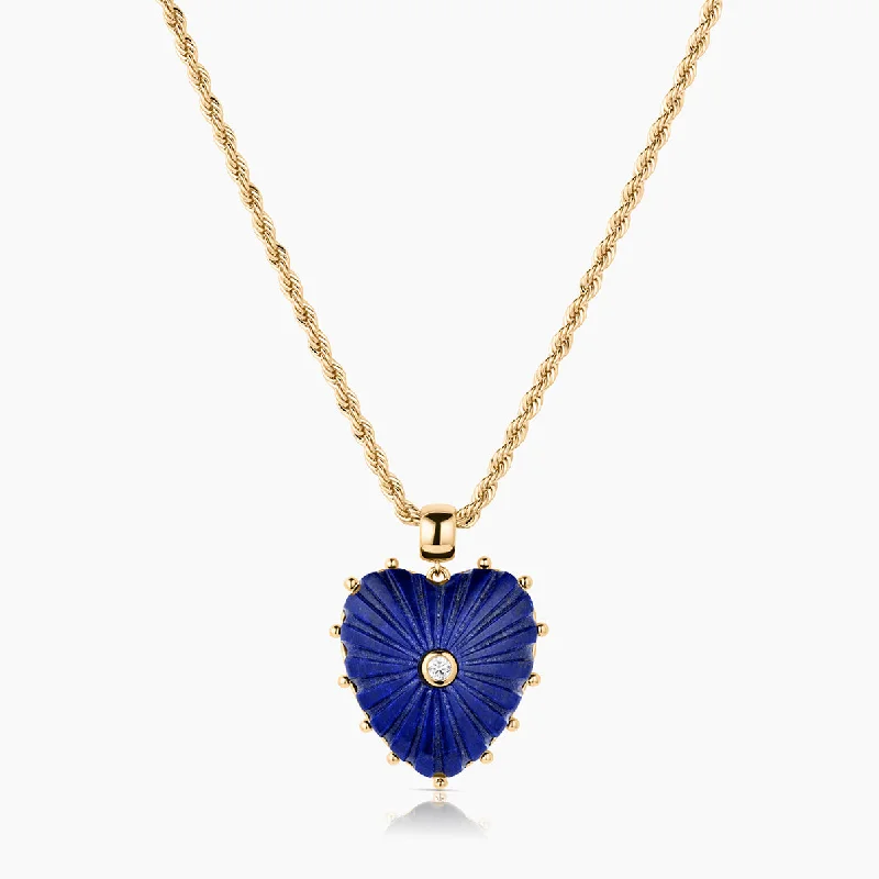 Pearl Pendant Necklaces-Malene Lapis Rope Necklace