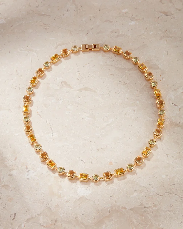 Gold Necklaces-The Diana Bezel Statement Necklace