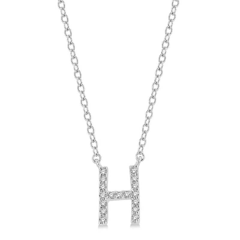 Chakra Healing Necklaces-10K White Gold H Initial Diamond Necklace