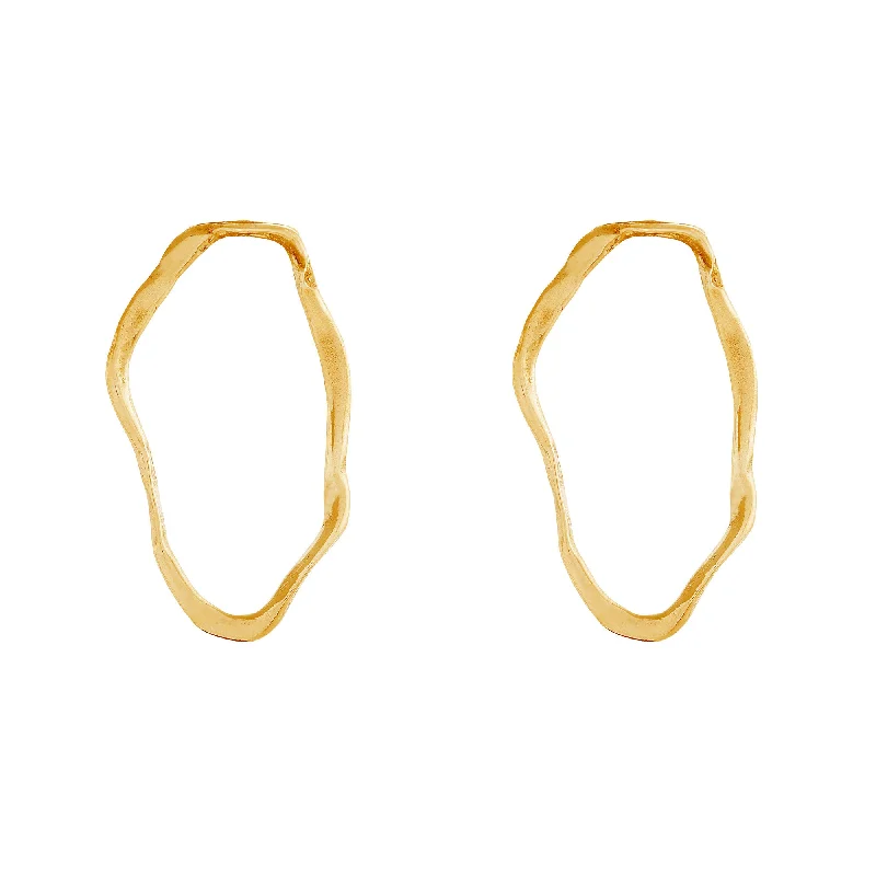 Simple Gemstone Hoop Earrings-Ripple II Gold Plated Earrings