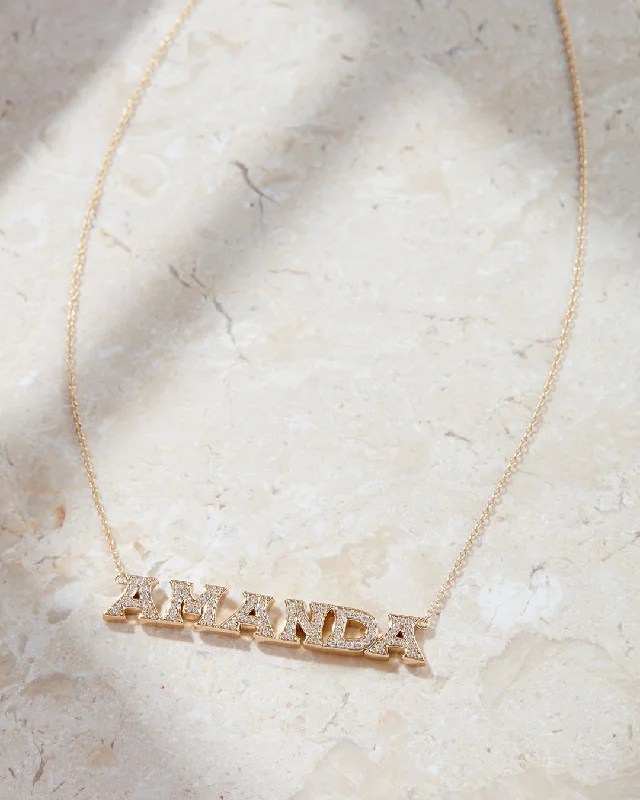 Elegant Necklaces-Pave Nameplate Necklace