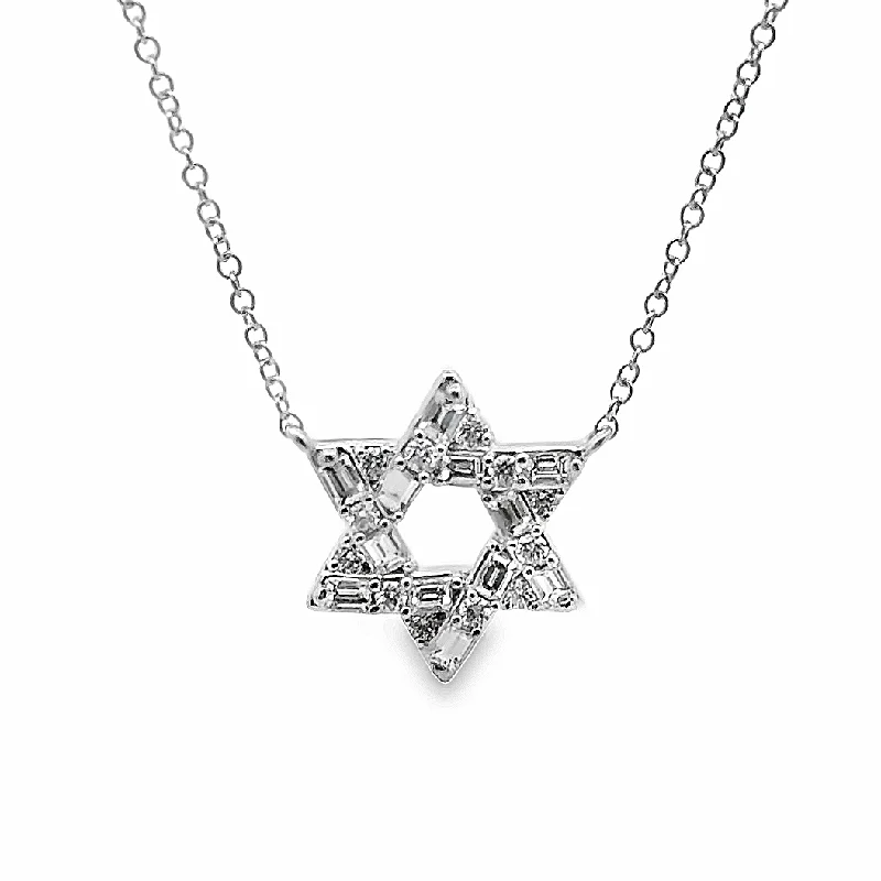 Fashion Necklaces-Gabriel & Co. Baguette Star of David Necklace