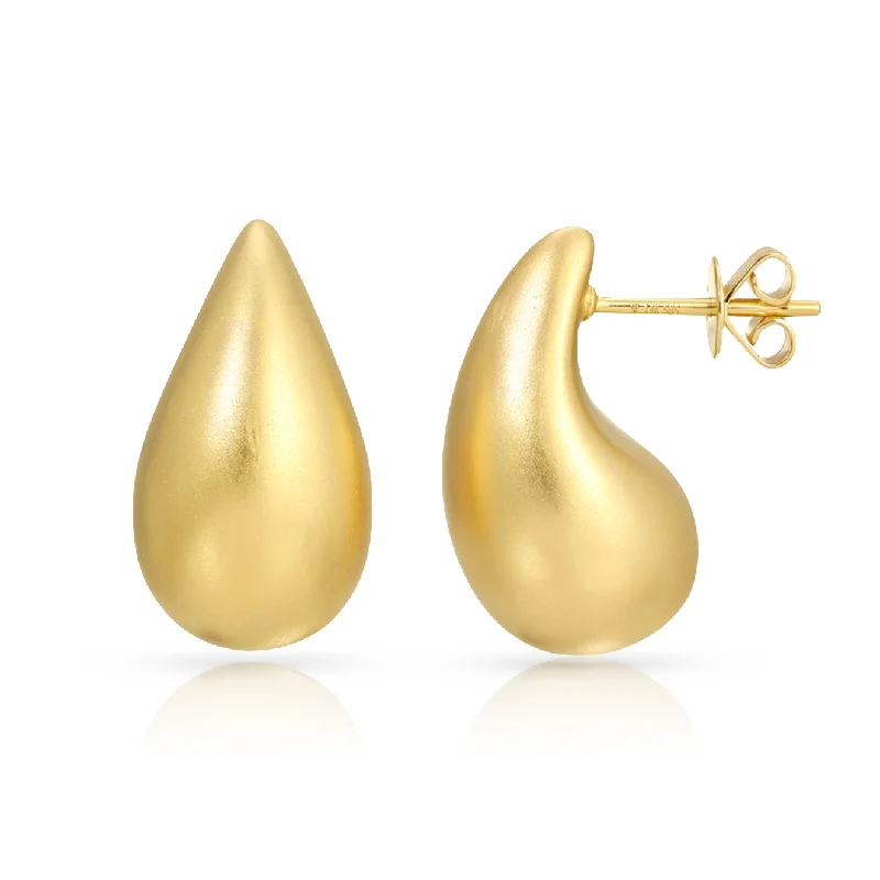 Designer Hoop Drop Earrings for Women-Matte Drop Golden Earrings