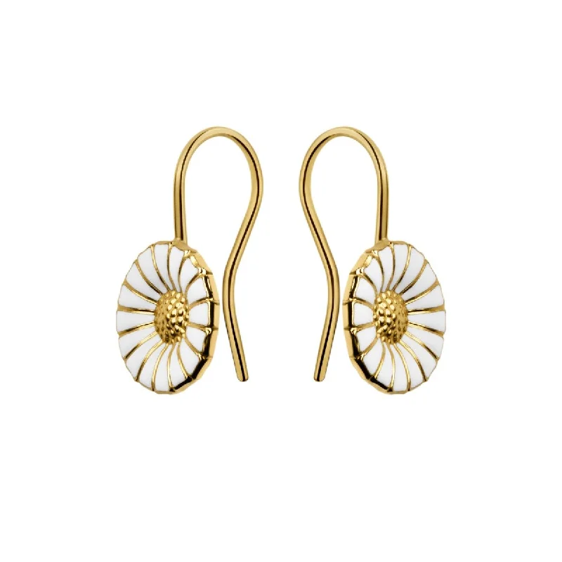 Personalized Drop Hoop Earrings-Daisy hook Gold Plated Earrings