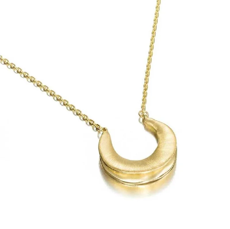 Rose Gold Necklaces-18K Yellow Gold Vermeil Crescent Moon Necklace