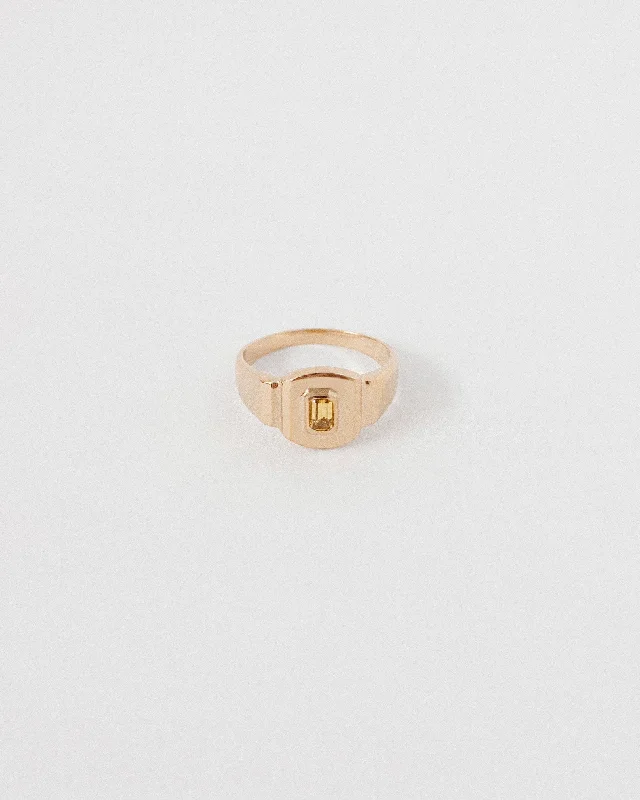 Custom Rose Gold Engagement Rings for Men-PICNIC RING | CITRINE