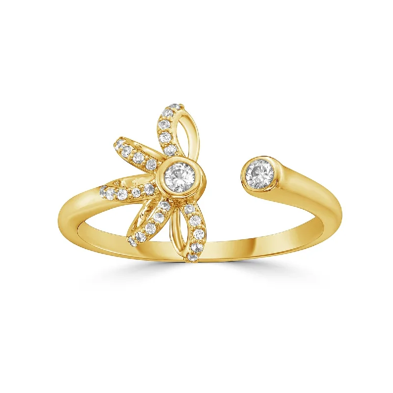 Custom Engagement Rings with Diamond Accents-Diamond Flower Toi Et Moi Ring