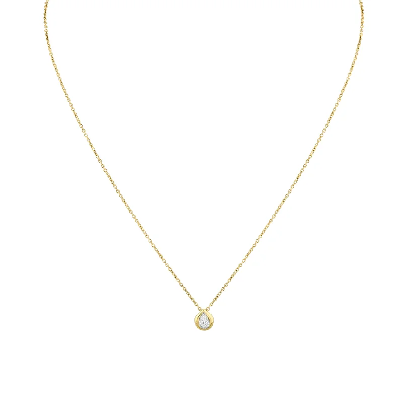 Custom Made Necklaces-14K Yellow Gold Natural Diamonds Solitaire Necklace