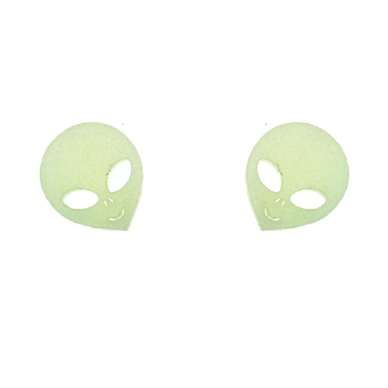 Sparkling Pearl Earrings-Last Chance! Take Me to Your Leader Earrings in Glow-in-the-Dark