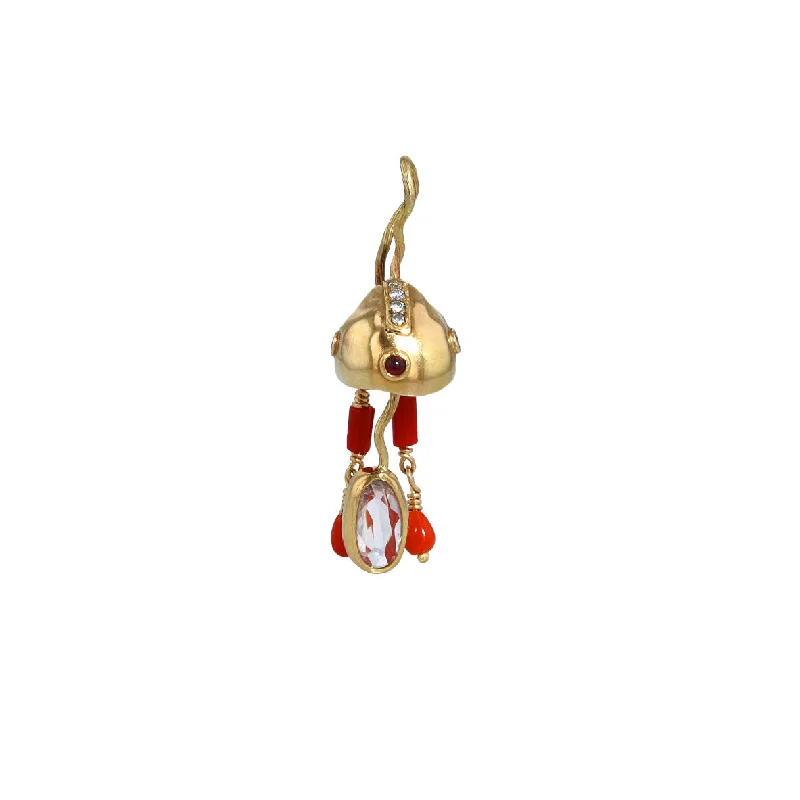 Dazzling Drop Earrings for Women-Gople 18K & 22K Gold Earring w. Diamonds & Coral