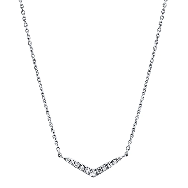 Mother’s Day Necklaces-14K White Gold Diamond Bar Necklace