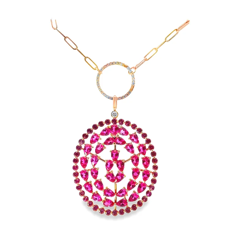 Meaningful Necklaces-Lab Grown Pink Sapphire Pendant Necklace