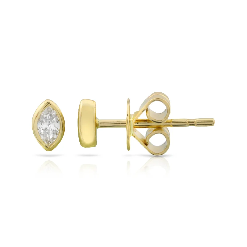 Geometric Drop Earrings-Marquise Dimond Bezel Stud Earring