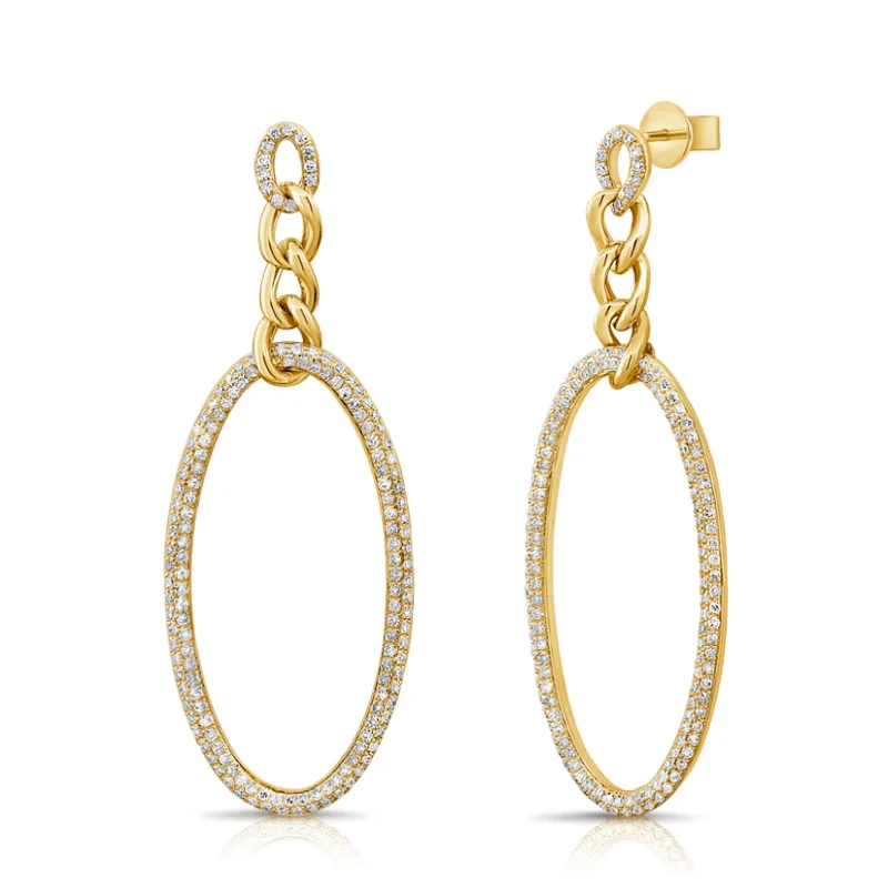 Colorful Drop Hoop Earrings for Women-Large Diamond Cuban Drops