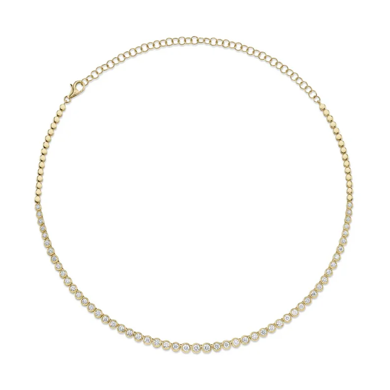 Multi-Strand Necklaces-Shy Creation Graduated Diamond Bezel Tennis Necklace, 3.53tw