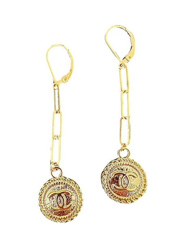 Silver and Crystal Earrings-CC Gold Coin Earrings