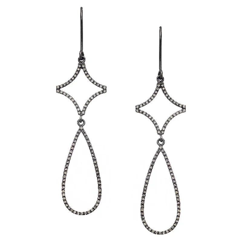 Geometric Hoop Drop Earrings-Sonia Earrings Silver