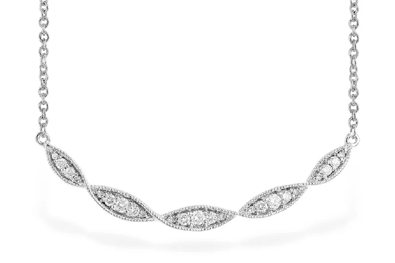 Trendy Pendant Necklaces-14K White Gold Diamond Bar Necklace