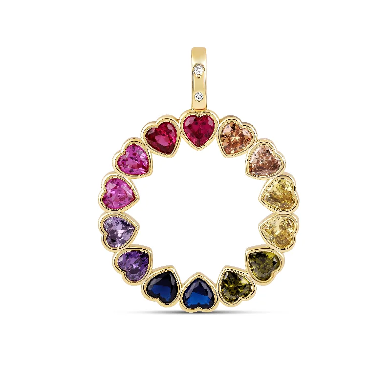 Affordable Gold Rings-Rainbow Circle of Love Charm