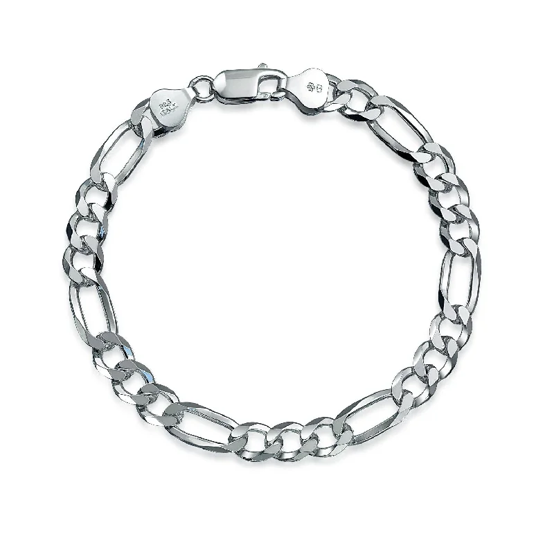 Modern Bracelets for Women-Men's  Sterling Silver Figaro Chain Link Bracelet Heavy 180 Gauge Nickel-Free Italy