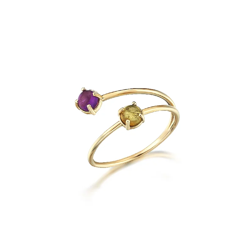 Simple Diamond Rings for Men-Amethyst & Citrine Ring