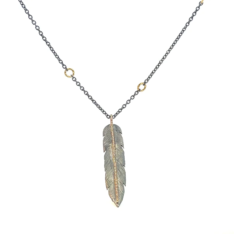 Religious Necklaces-Rhodium Silver Feather Necklace