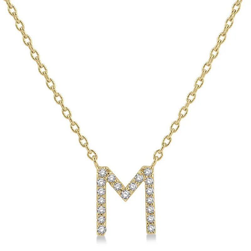 Designer Necklaces-10K Yellow Gold M Initial Diamond Necklace