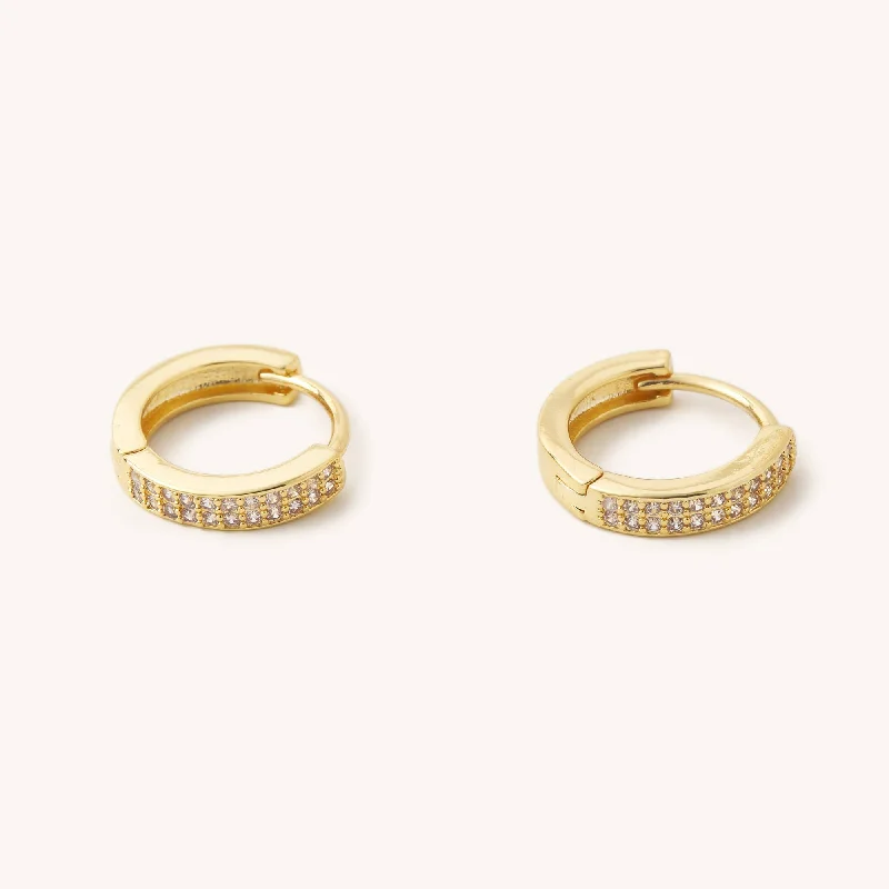 Classic Designer Earrings for Women-Stevie Crystal Golden Huggie Hoop Earrings-Waterproof