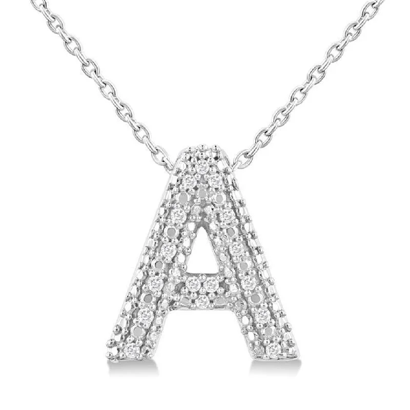 Unique Necklaces-Sterling Silver Natural Diamonds Initial A Pendant Necklace