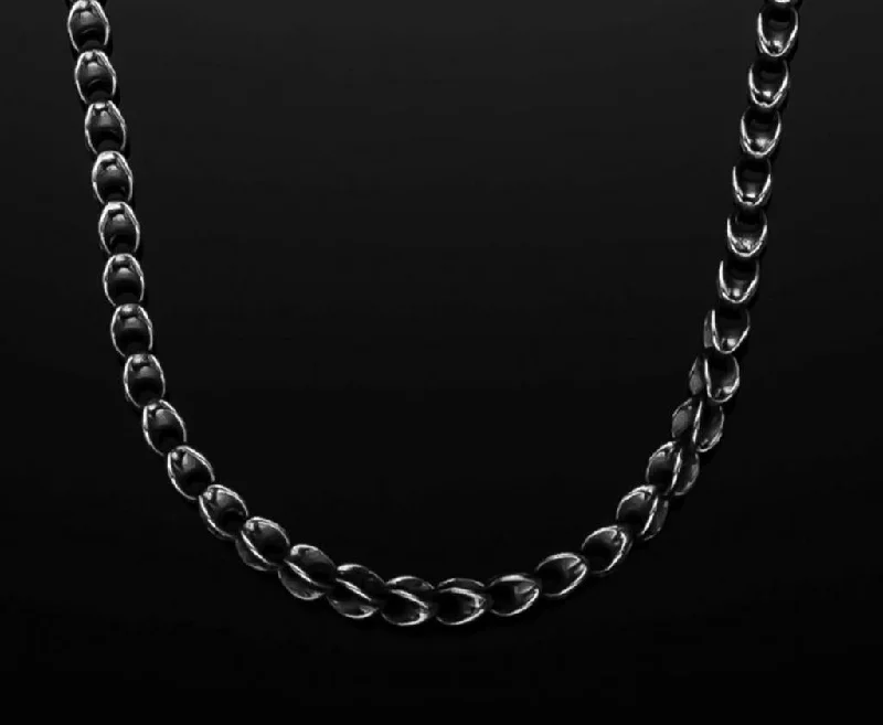 Love Necklaces-Oxidized Sterling Silver Link Chain Necklace