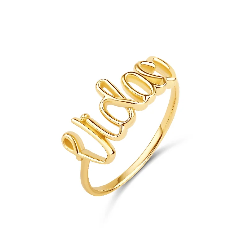 Large Gold Hoop Earrings-Wired Name Ring