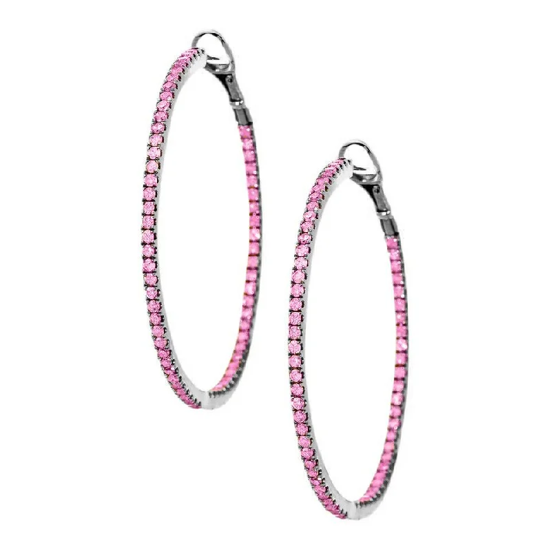 Dazzling Gemstone Earrings-Mary Hoops Silver Pink Sapphire 1.5mm