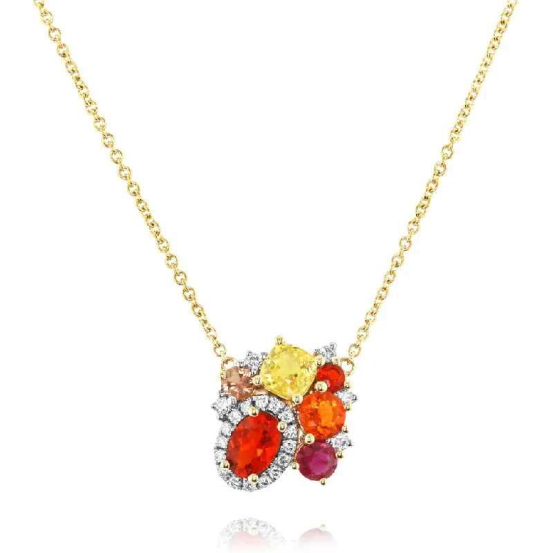 Classy Necklaces-14K Yellow And White Gold 'Tesserae' Marigold Cluster Necklace