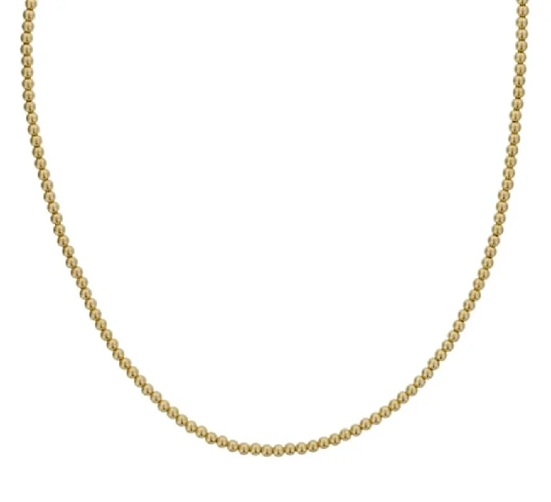 Luxury Necklaces-Yellow Gold Filled 3mm Beaded Necklace