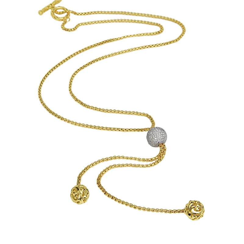 Chakra Necklaces-Gold Ivy Diamond Bead Necklace