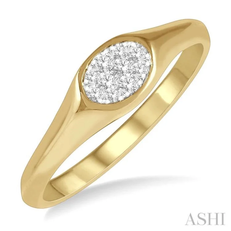 Fashionable Engagement Ring Designs-1/8 ctw Oval Shape Lovebright Diamond Ring in 14K Yellow And White Gold