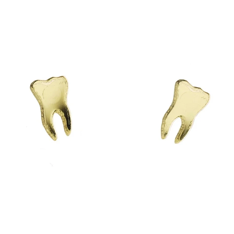 Classic Gold Earrings for Women-Teeth Earrings in Mirror Gold