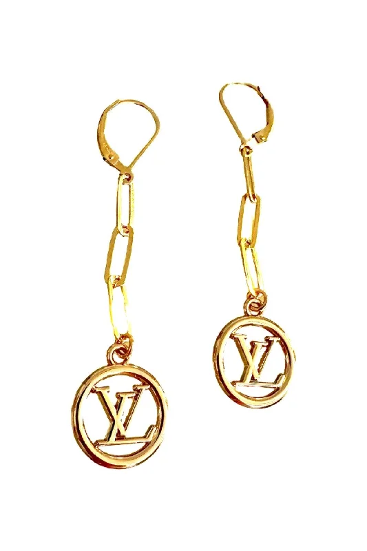 Customizable Gemstone Earrings-LV Gold Circle Earrings