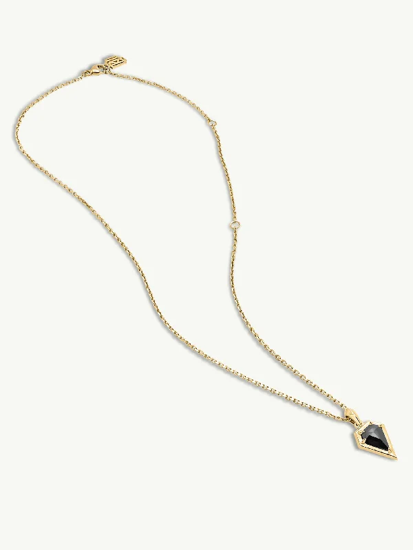 Luxury Diamond Necklaces-Aphrodite Amulet Pendant Necklace With Black Diamond In 18K Yellow Gold