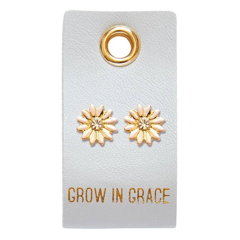 Trendy Gold Stud Earrings-Grow In Grace - Flower Earrings