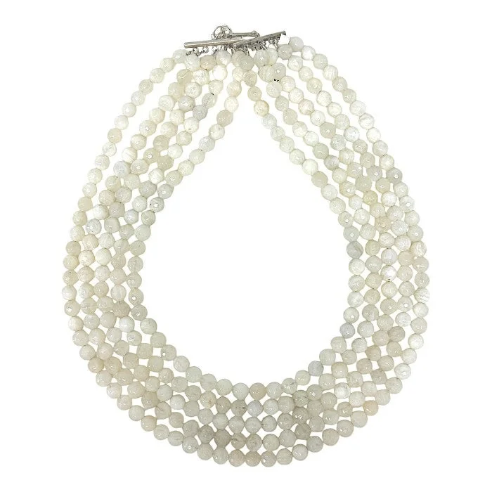 Protective Necklaces-ANN LIGHTFOOT - 5 STRAND FACETED MOONSTONE NECKLACE