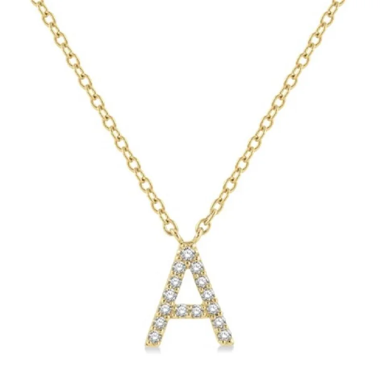 Chunky Necklaces-10K Yellow Gold Natural Diamonds Initial A Necklace