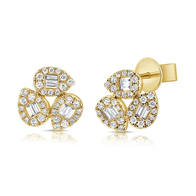 Crystal and Gold Earrings-Illusion Pear Diamond Studs