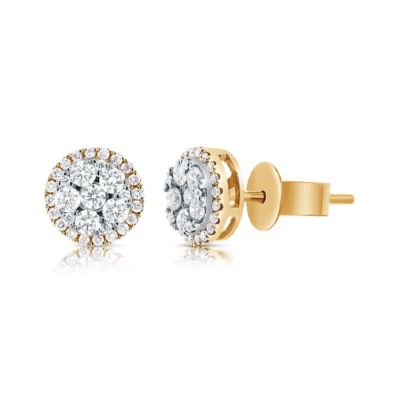 Trendy Silver Drop Earrings-Everyday Illusion Diamond Studs