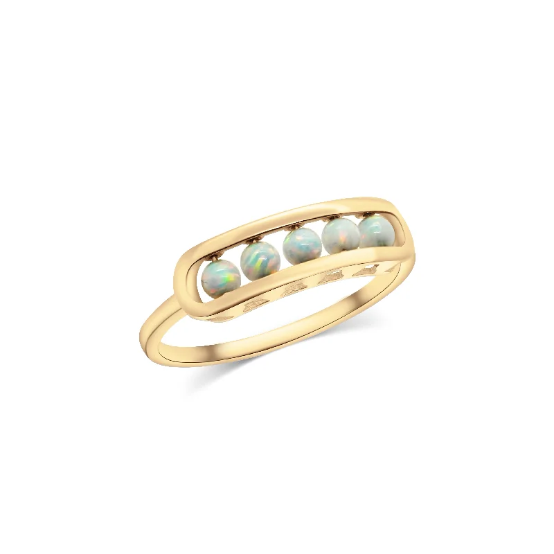 Simple Custom Wedding Band Sets-Opal Symphony Ring