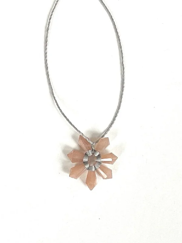 High Fashion Necklaces-ANN LIGHTFOOT - PEACH MOONSTONE SEVEN POINT FLOWER NECKLACE