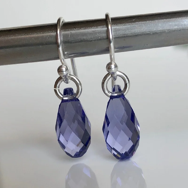 Simple Hoop Gemstone Earrings-teardrop earrings - tanzanite