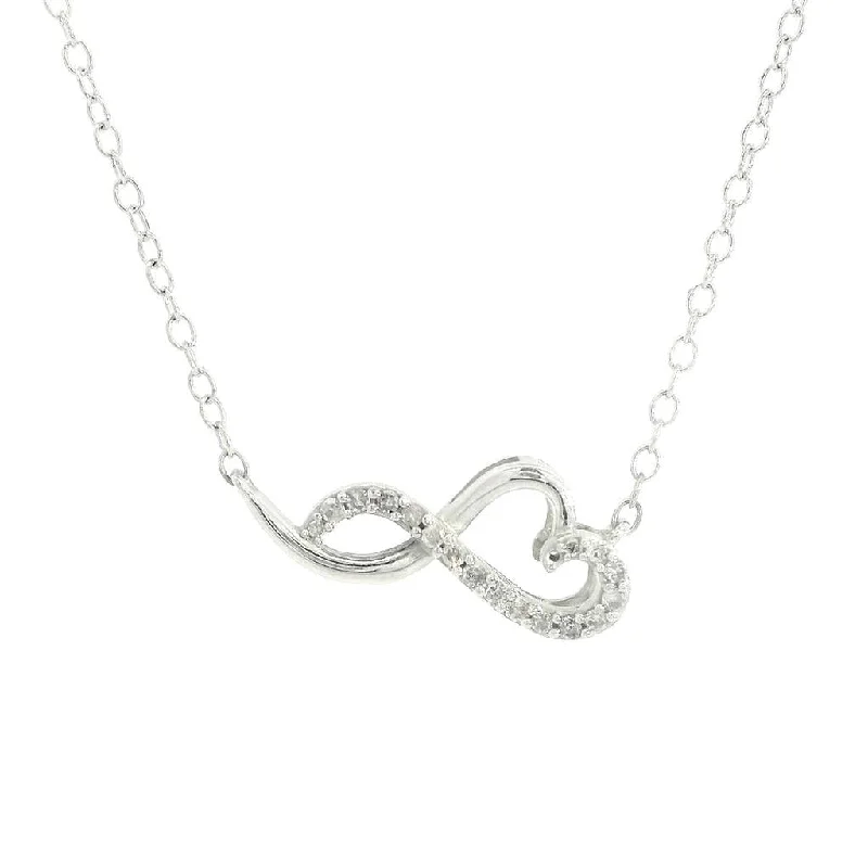 Lotus Necklaces-Sterling Silver Natural Diamonds Heart Necklace