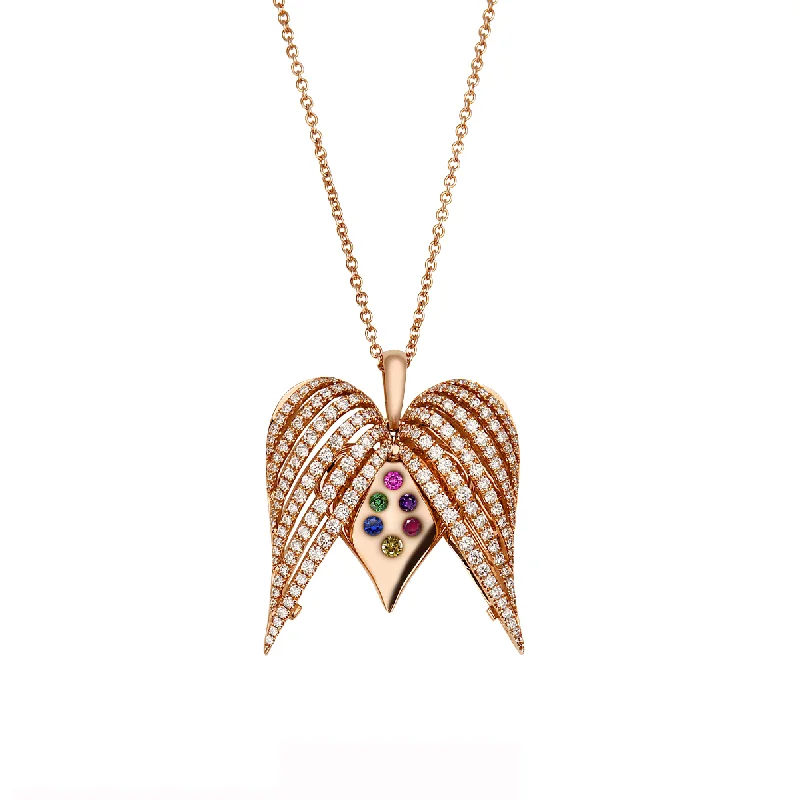 Opal Necklaces-Angel Heart Large Diamond Pendant